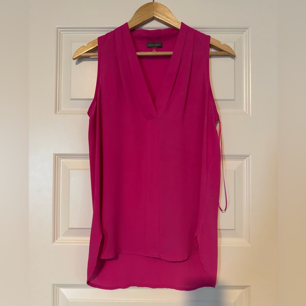 Vince Camuto Pink Sleeveless Notched Collar Blouse